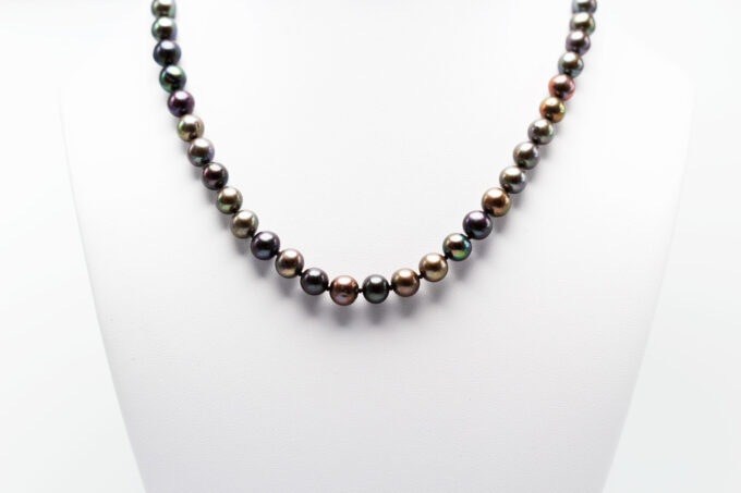 Brown Pearl Strand Necklace with Silver Clasp