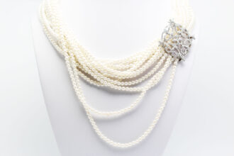 Thick Multi-Strand Pearl Necklace with Decorative Clasp