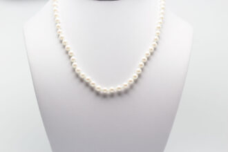 White Pearl Strand Necklace with Silver Clasp