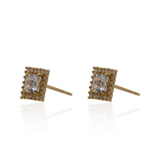 Square Stud Earrings In 14K Yellow Gold