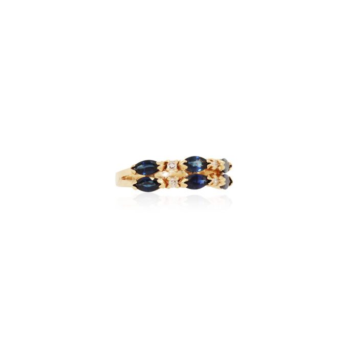 Sapphire And Diamond Ring in 14K Yellow Gold