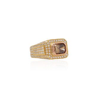 Fancy Diamond Studded Ring In 18K Yellow And Rose Gold
