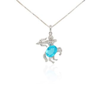 Sagittarius Zodiac Pendant On Chain Necklace In Silver