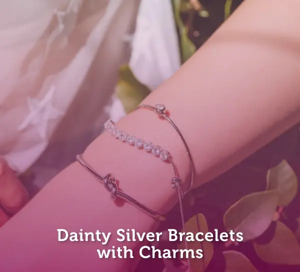 Dainty Silver Bracelets with Charms